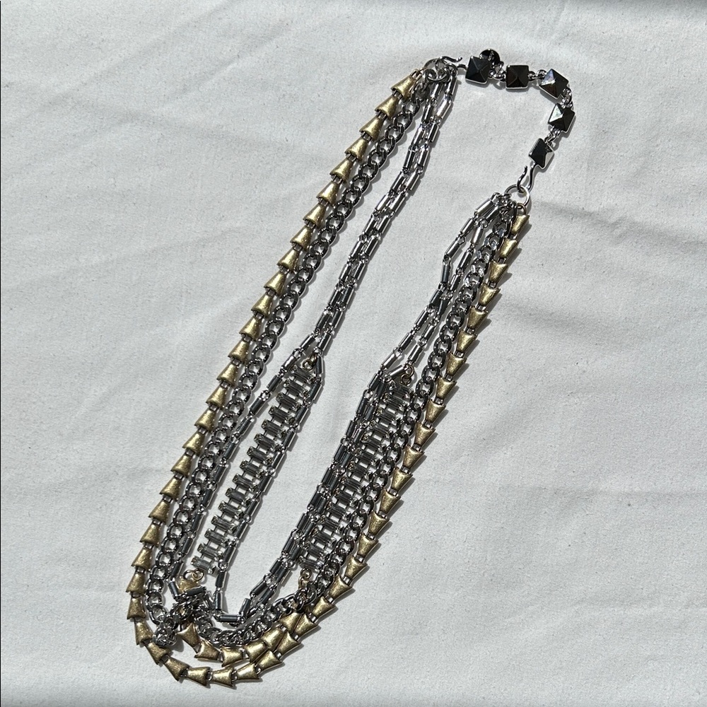 Stella & Dot Mixed Silver and Gold Multi-Layered Necklace